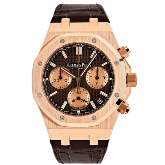 26239OR.OO.D821CR.01 41MM Rose Gold26620IO.OO.D077CA.01 Black Panther AP Concept Full Set Complete with Box and Papers Brown Dial Royal Oak on Leather Converted TO Rose Gold Chrono Blue Dial