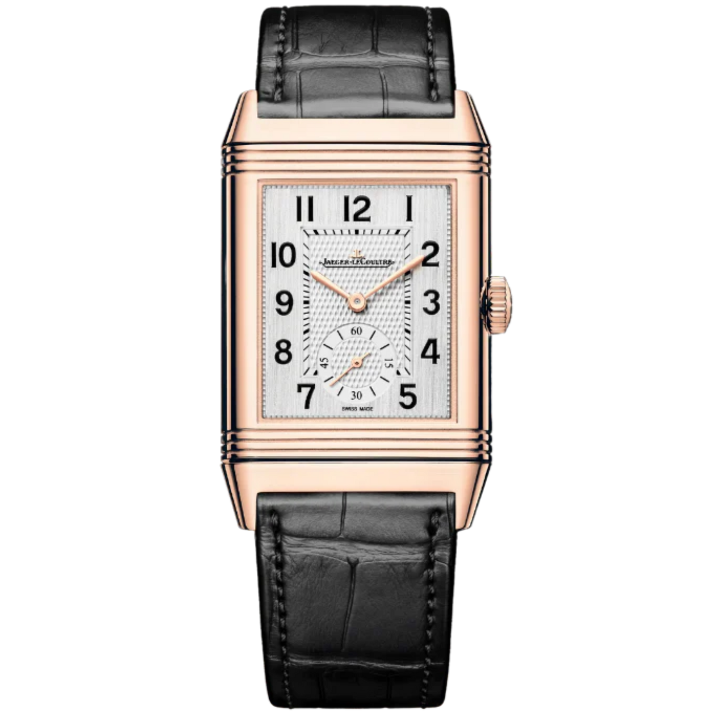 REVERSO CLASSIC DUOFACE SMALL SECONDS 47 MM 18K ROSE GOLD WITH SILVER GREY AND BLACK GUILLOCHE DIAL