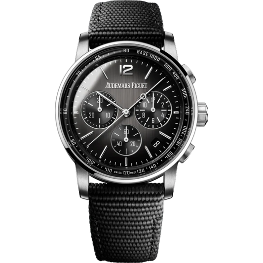 Code 11.59 by Audemars Piguet 41mm Black Rubber-Coated Strap Smoked Grey Dial 18-Carat White Gold Bezel