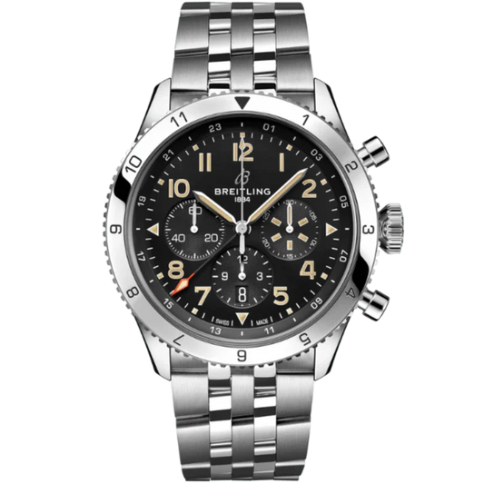 SUPER AVI B04 CHRONOGRAPH GMT P-51 MUSTANG 46 MM STAINLESS STEEL WITH BLACK DIAL