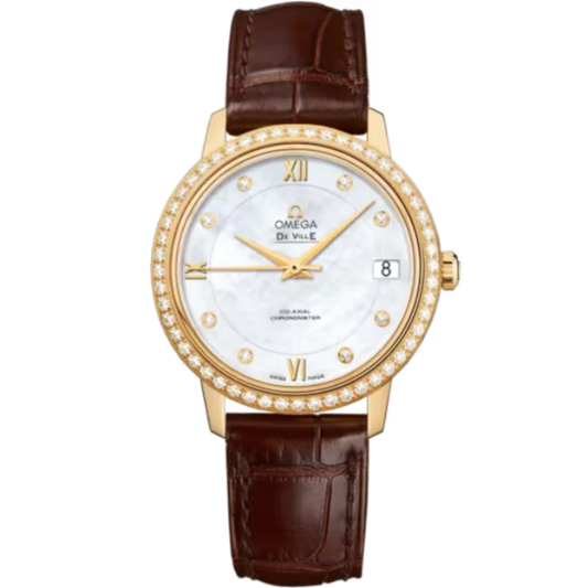 DE VILLE PRESTIGE 33 MM YELLOW GOLD WITH MOTHER OF PEARL DIAL