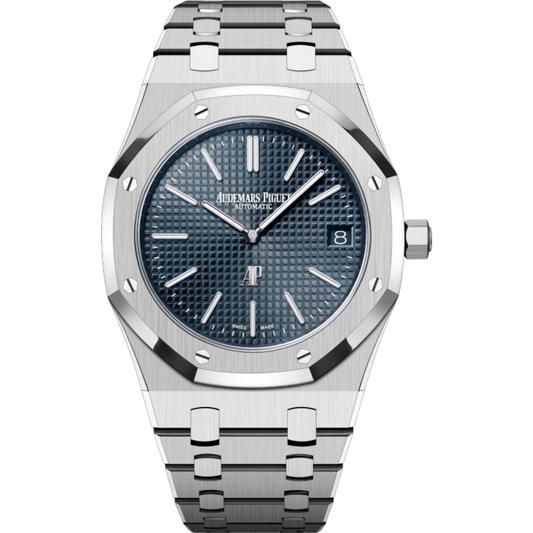 Royal Oak Jumbo Extra-Thin 50th Anniversary 39MM Stainless Steel Bracelet Bleu Nuit Nuage 50 Dial With Petite Tapisserie Pattern Stainless Steel Case