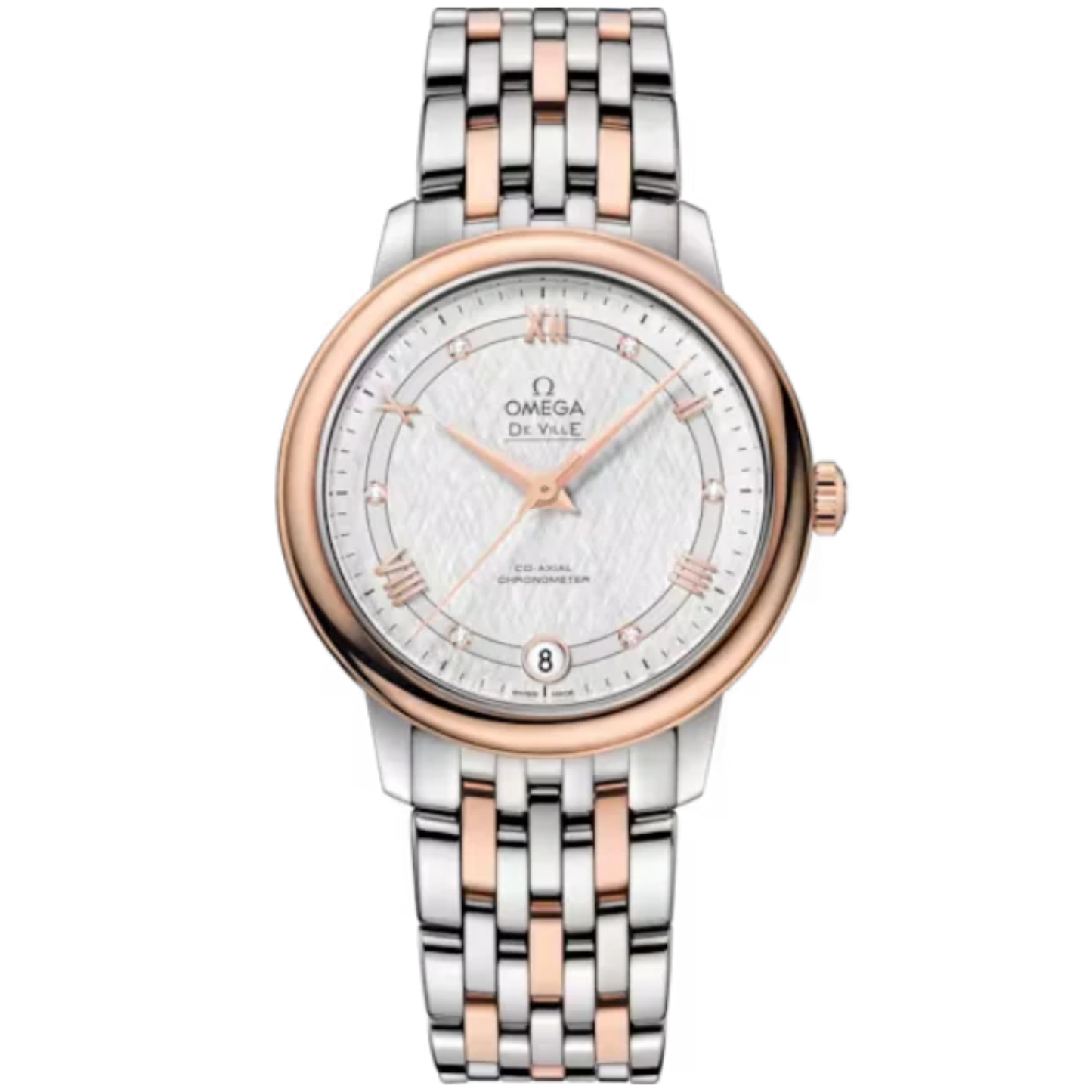 DE VILLE PRESTIGE 33 MM STAINLESS STEEL - RED GOLD WITH SILVER DIAL
