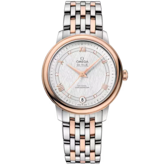 DE VILLE PRESTIGE 33 MM STAINLESS STEEL - RED GOLD WITH SILVER DIAL