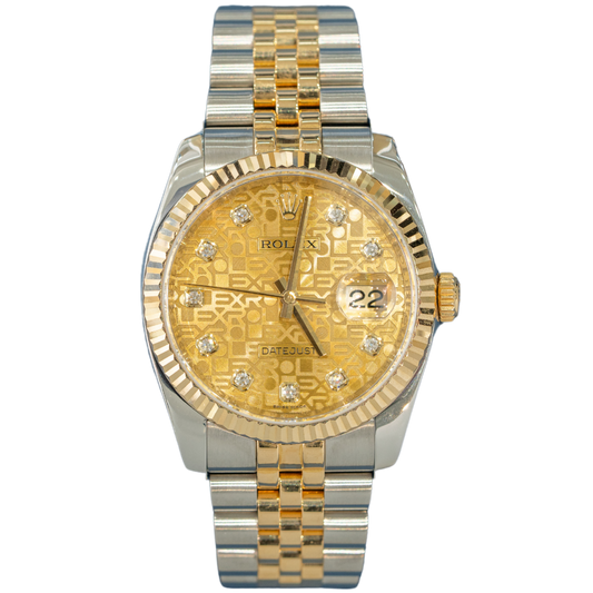 Rolex Datejust Ref. 116233 36mm Two Tone SS/YG Champagne Diamond Anniversary Dial on Jubilee