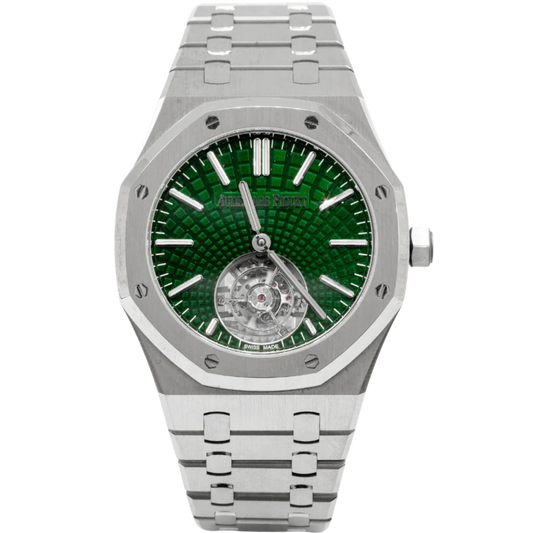 Royal Oak Selfwinding Flying Tourbillon 41MM Titanium Bracelet Green Dial With Evolutive Tapisserie Patterntitanium Case