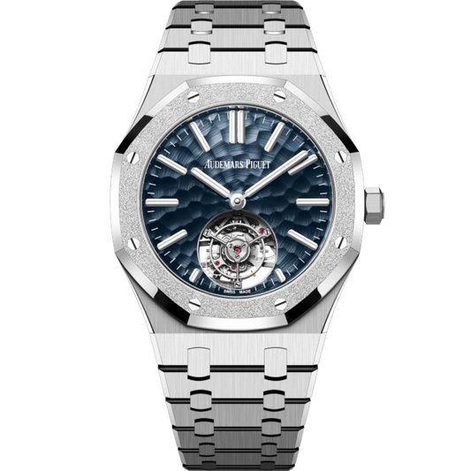 Royal Oak Selfwinding Flying Tourbillon 41MM 18-Carat White Gold Bracelet Blue Dimpled Dial 18-Carat White Gold Case