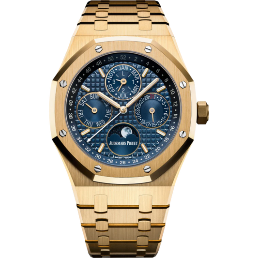 Royal Oak Perpetual Calendar 41MM 18-Carat Yellow Gold Bracelet Blue Dial With Grande Tapisserie Pattern 18-Carat Yellow Gold Case