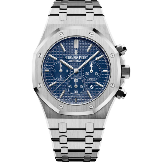 Royal Oak Chronograph 41MM Stainless Steel Bracelet Blue Dial With Grande Tapisserie Pattern Stainless Steel Case