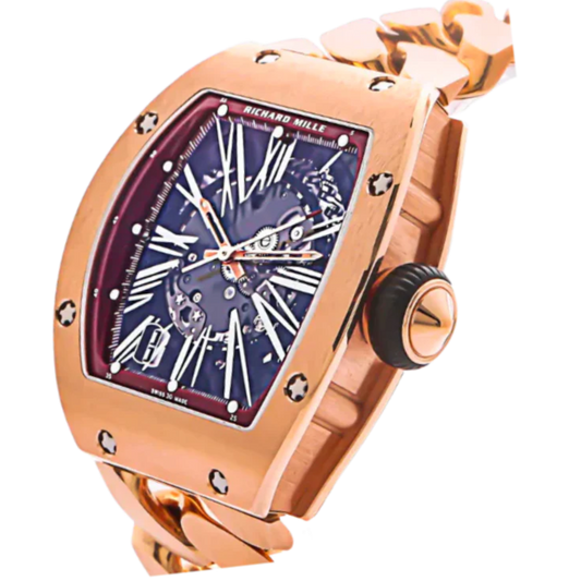 RM 023 Rose Gold With Cuban Link Bracelet Rose Gold Cuban Bracelet Rose Gold Case
