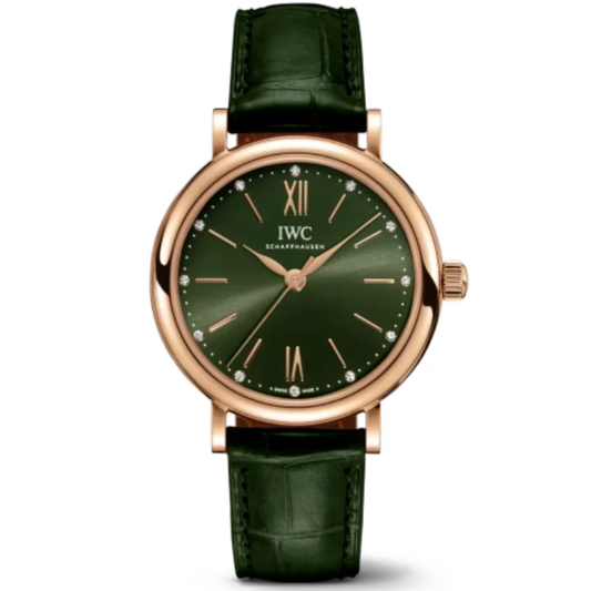 PORTOFINO AUTOMATIC 34 MM GOLD WITH GREEN DIAL