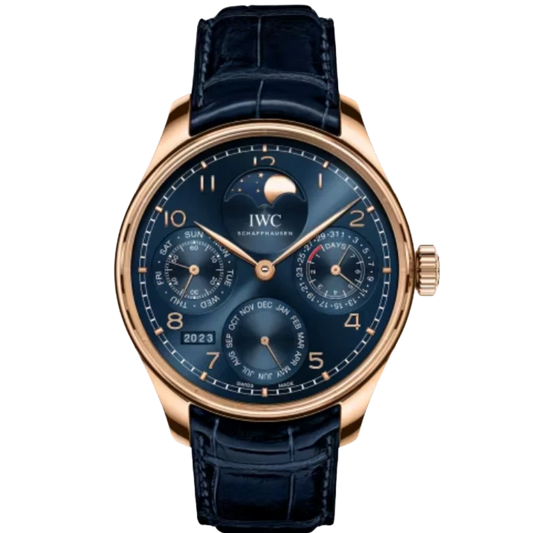 PORTUGIESER PERPETUAL CALENDAR BOUTIQUE EDITION 44 MM ARMOR GOLD WITH BLUE DIAL