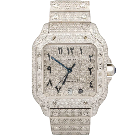 Cartier WSSA0018 Santos Large Bustdown Black Arabic Numerals/Pave Dial