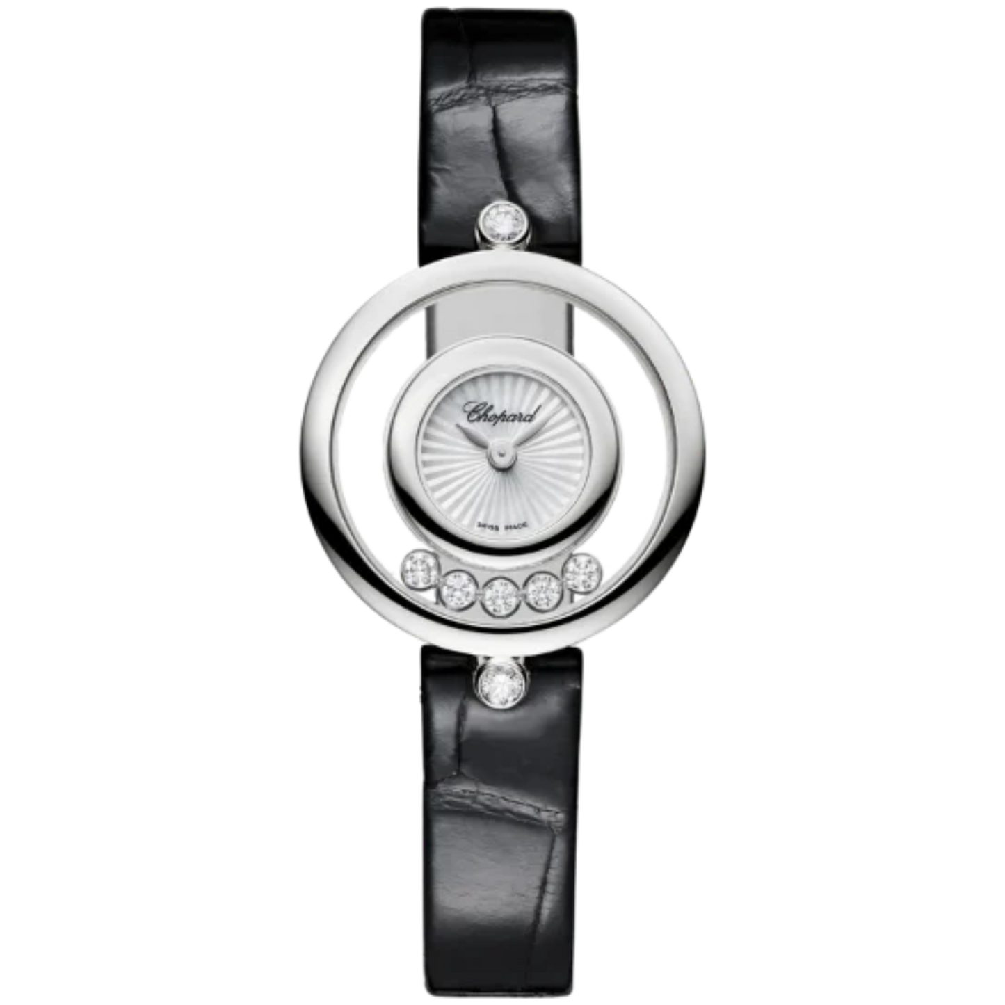 HAPPY DIAMONDS ICONS 26 MM ETHICAL WHITE GOLD WITH MOTHER OF PEARL DIAL