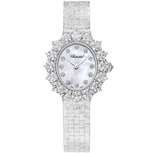 L'HEURE DU DIAMANT 30 MM ETHICAL WHITE GOLD WITH MOTHER OF PEARL DIAL