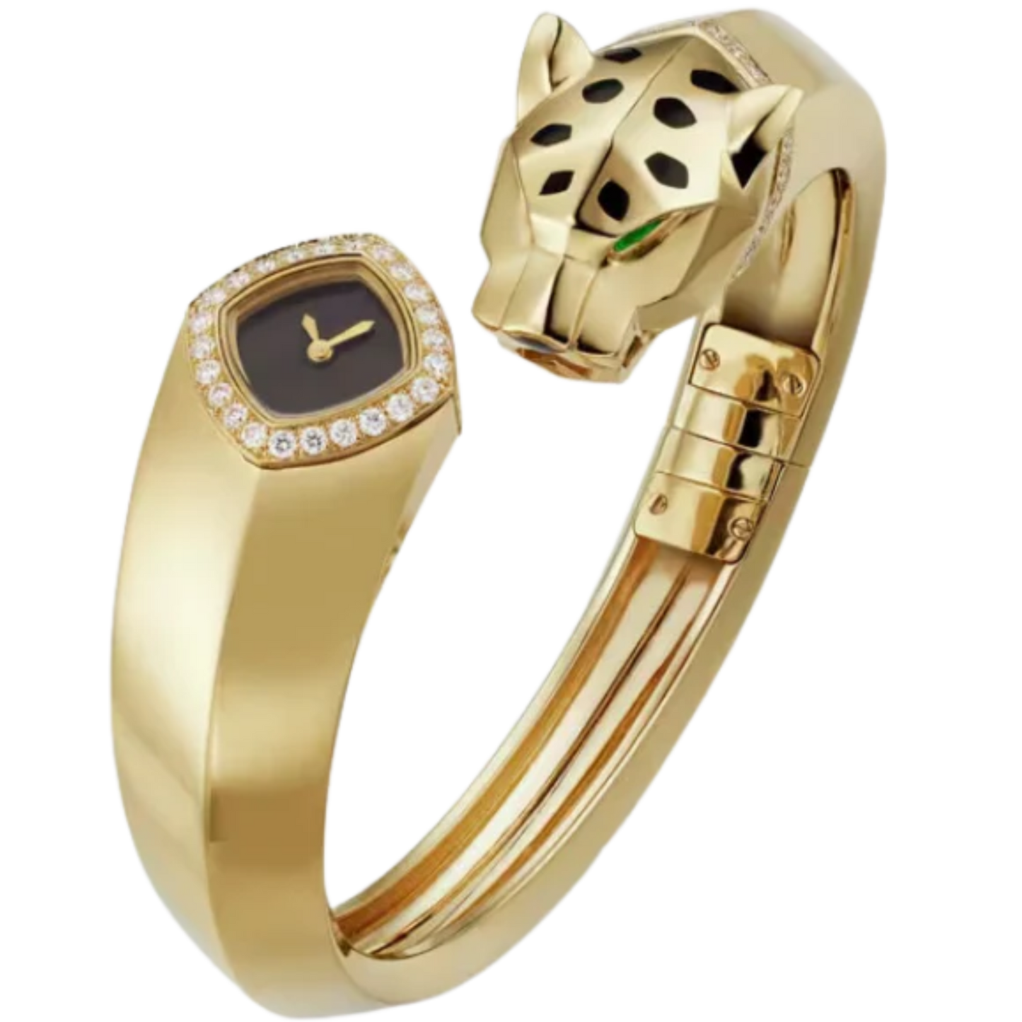 LA PANTHERE DE CARTIER BANGLE 18 MM YELLOW GOLD WITH BLACK LACQUER DIAL SIZE 16
