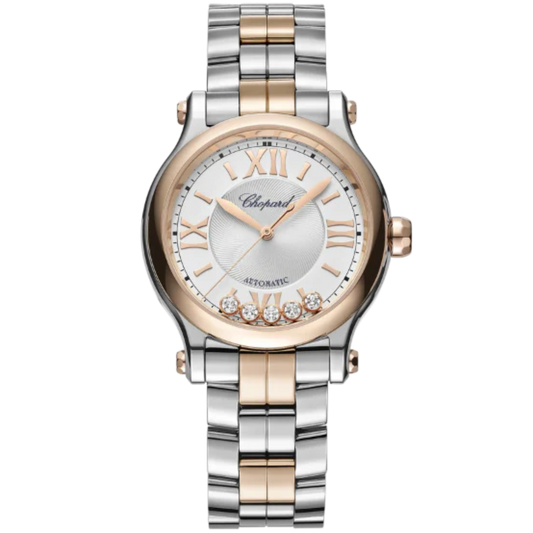 HAPPY SPORT 33 MM LUCENT STEEL™ - ETHICAL ROSE GOLD WITH SILVER DIAL