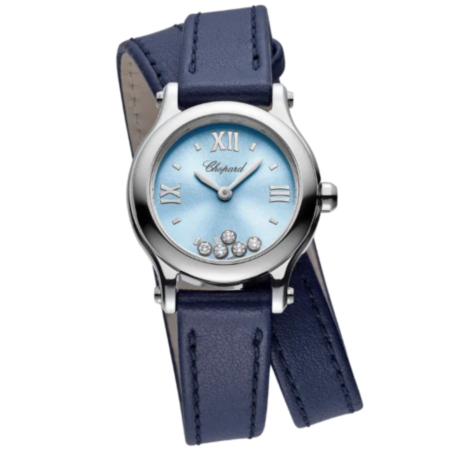 HAPPY SPORT 25 MM LUCENT STEEL™ WITH BLUE DIAL