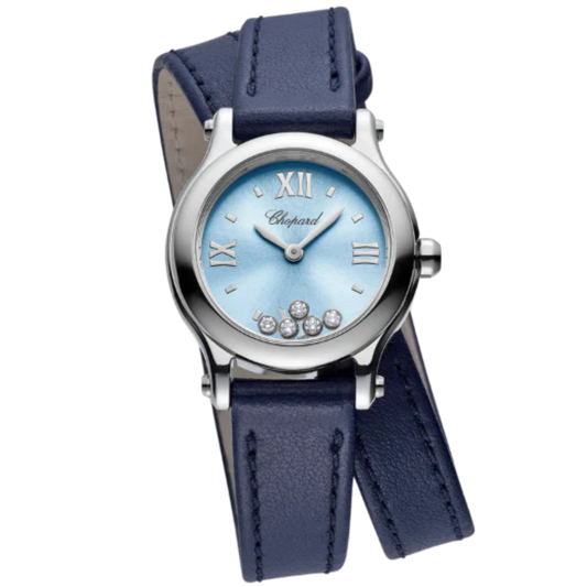 HAPPY SPORT 25 MM LUCENT STEEL™ WITH BLUE DIAL