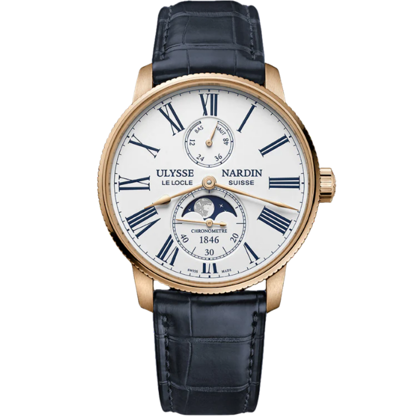 MARINE TORPILLEUR MOONPHASE 42 MM ROSE GOLD WITH WHITE DIAL