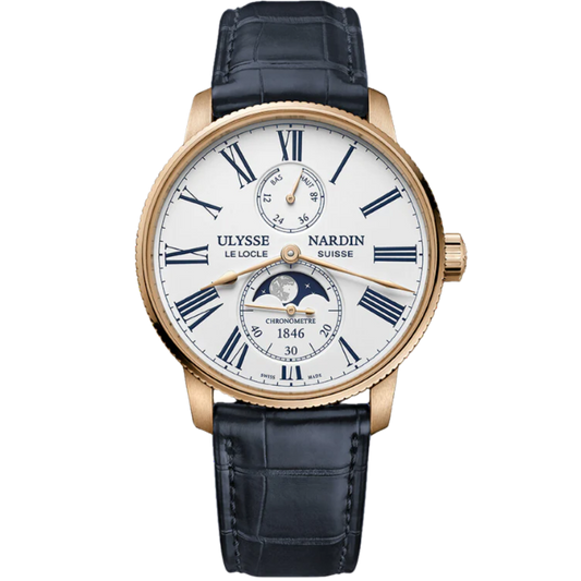 MARINE TORPILLEUR MOONPHASE 42 MM ROSE GOLD WITH WHITE DIAL