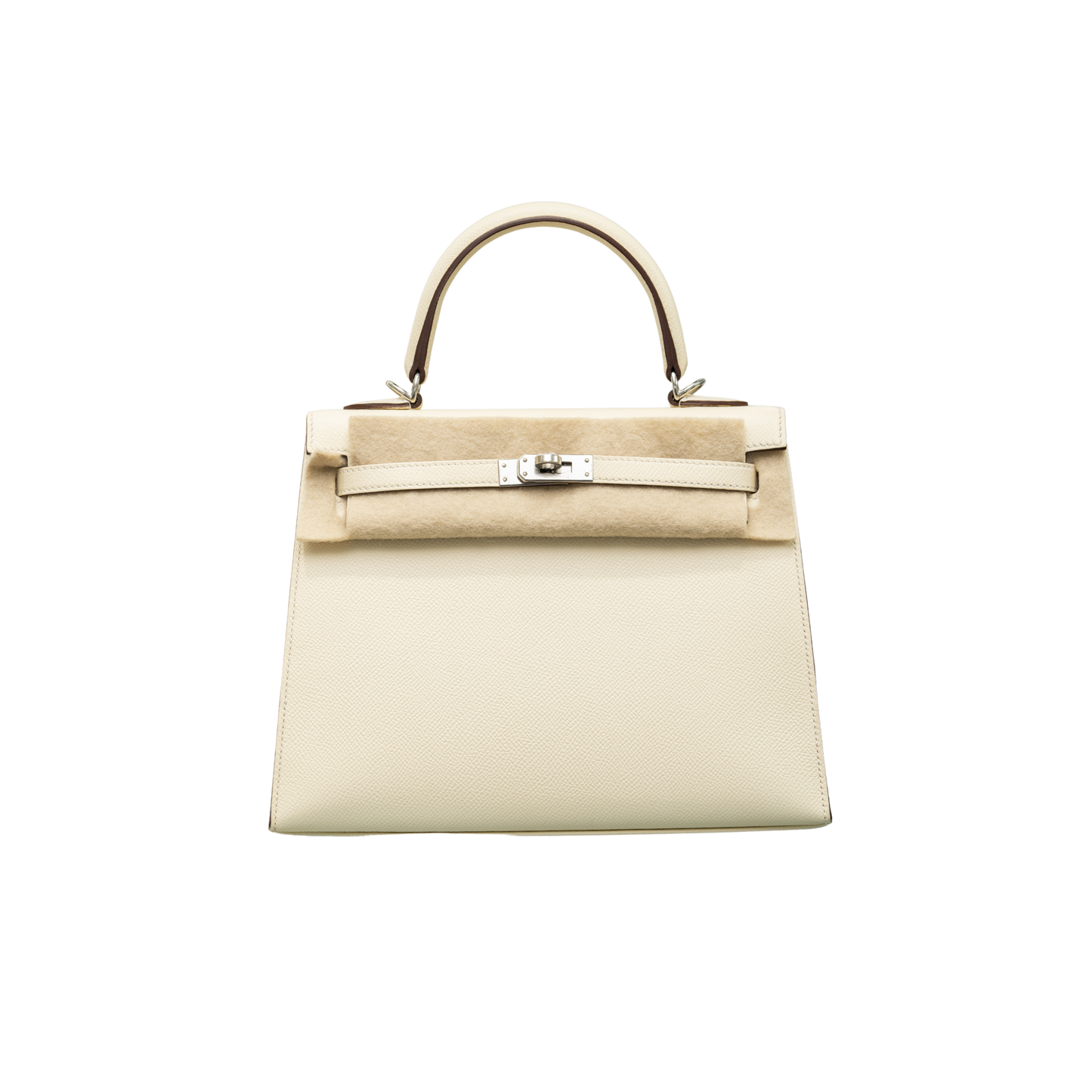 Hermes Kelly Sellier 25 Nata/Ocre Epsom Palladium Hardware U Stamp