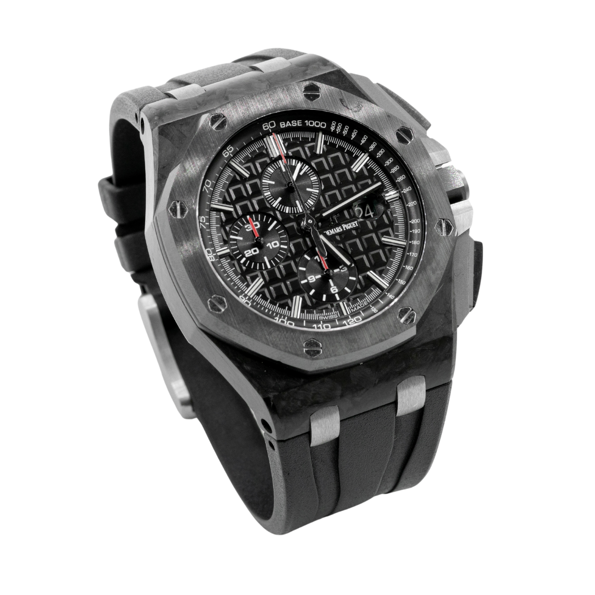 Royal Oak Offshore Chronograph 44MM Black Rubber Strap Black Dial With Méga Tapisserie Forged Carbon Case Pattern Black Ceramic Bezel