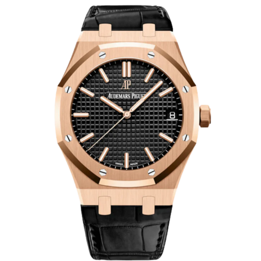 Audemars Piguet Royal Oak Ref. 15500OR.OO.D002CR.01 41MM Rose Gold Black Dial on Leather
