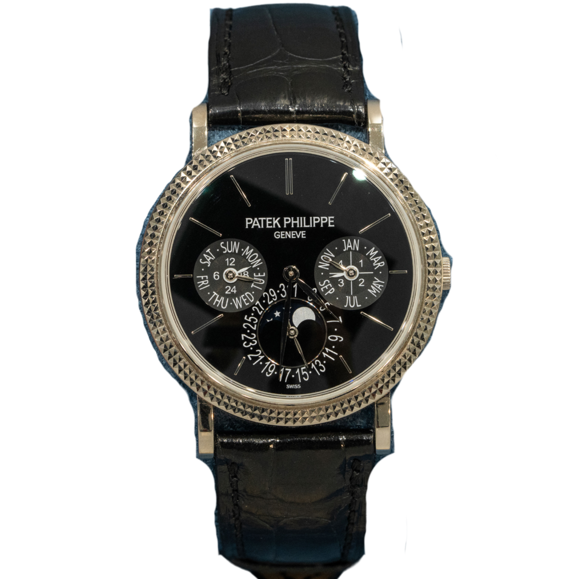 Patek Philippe Ref. 5139G-010 White Gold Black Dial Perpetual Calendar on Leather