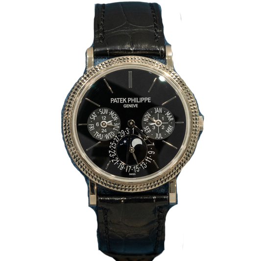 Patek Philippe Ref. 5139G-010 White Gold Black Dial Perpetual Calendar on Leather