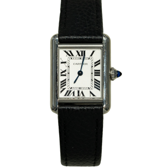 Cartier WSTA0042 Stainless Steel Tank Must on Leather, Small Model, Quartz Movement