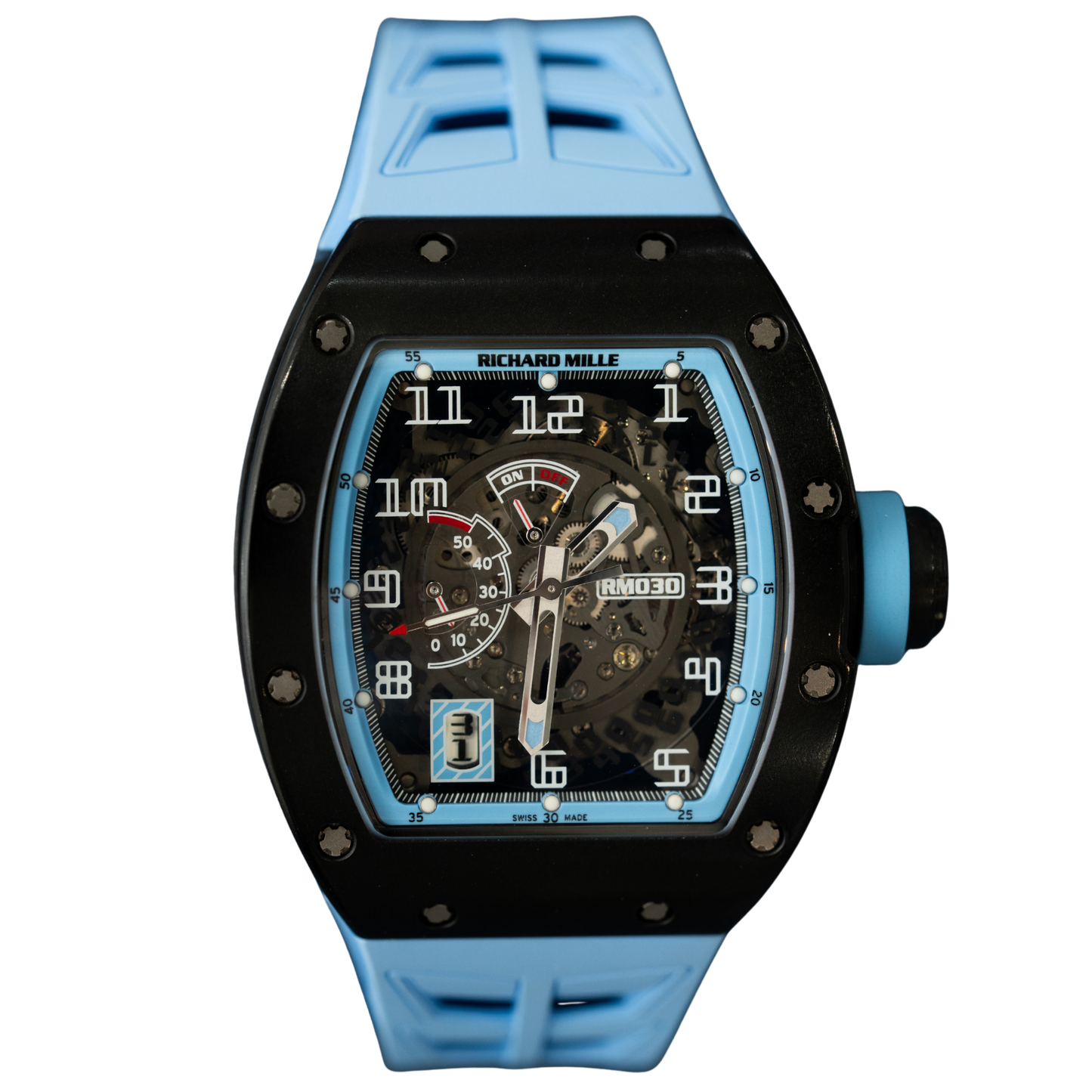 Richard Mille RM030 Black Carbon "Argentina" Blue Rehaut Full Set Complete