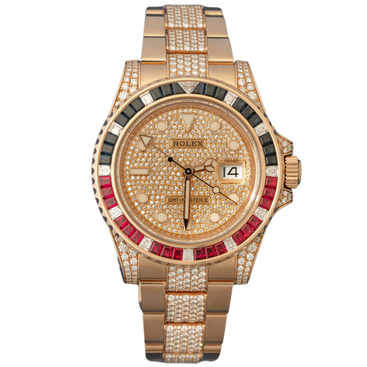 Rolex GMT Ref. 126755SARU Rose Gold Saru Full Pave