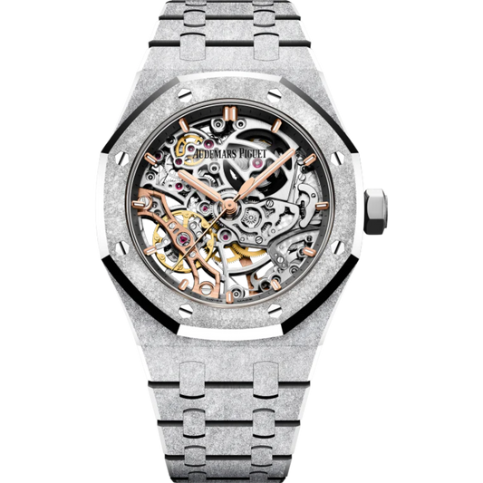 Royal Oak Double Balance Wheel Openworked 37MM Hammered 18-Carat White Gold Bracelet Openworked Rhodium-Toned Dial Hammered 18-Carat White Gold Case