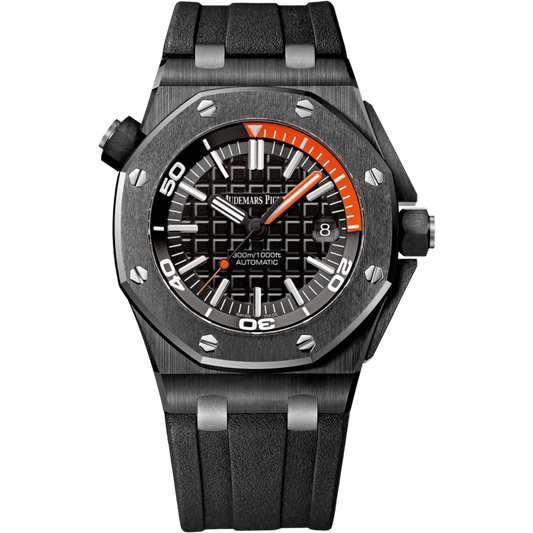 Royal Oak Offshore Diver 42MM Black Rubber Strap Black Dial With Méga Tapisserie Pattern Black Ceramic Case and Bezel