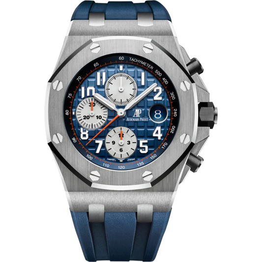 Royal Oak Offshore Chronograph 42MM Blue Rubber Strap Blue Dial With Méga Tapisserie Pattern Stainless Steel Case