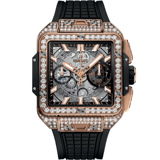 SQUARE BANG 42 MM UNICO KING GOLD PAVÉ
