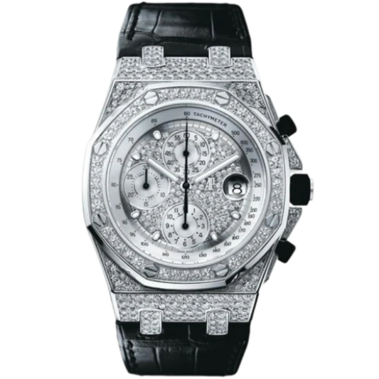 26067BC.ZZ.D002CR.01 42MM White Gold Royal Oak Offshore with Factory Diamond Setting