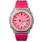 Casio Iced out G Shock Analog Lady Size Pink Band and Dial
