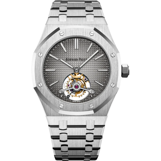 Royal Oak Tourbillon Extra-Thin 41MM 950 Platinum Bracelet Smoked Grey Dial With Petite Tapisserie Pattern 950 Platinum Case