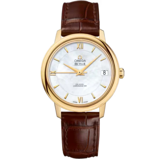 DE VILLE PRESTIGE 33 MM YELLOW GOLD WITH MOTHER OF PEARL DIAL