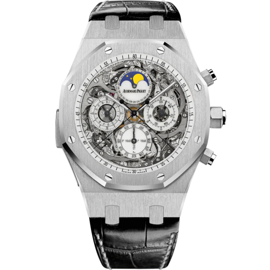 Royal Oak Grande Complication 44MM Black Alligator Strap Sapphire Dial Titanium Case With Steel Bezel