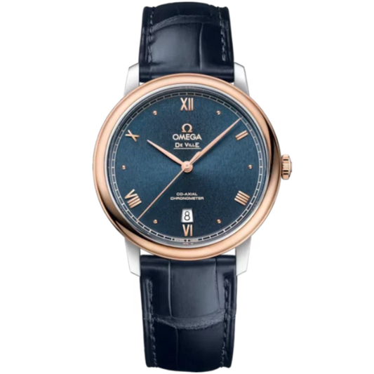DE VILLE PRESTIGE 39 MM STAINLESS STEEL - RED GOLD WITH BLUE DIAL