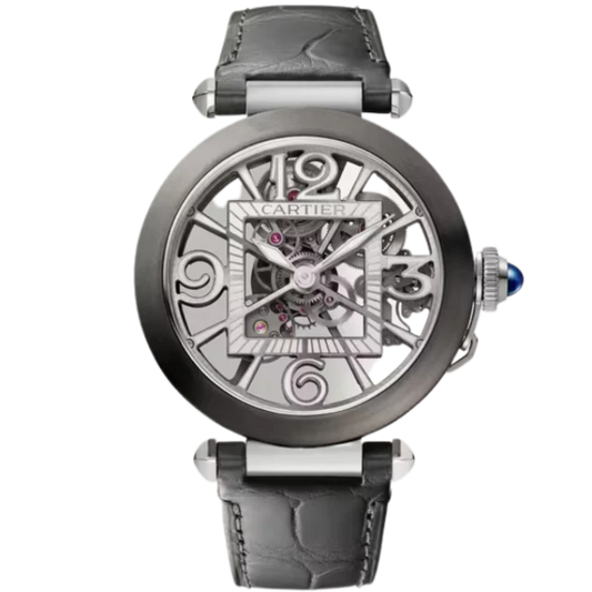 PASHA DE CARTIER SKELETON 41 MM BLACK ADLC STEEL