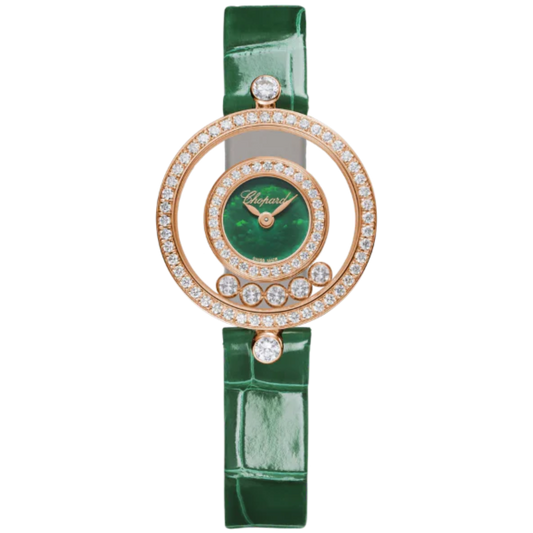 HAPPY DIAMONDS ICONS 26 MM ETHICAL ROSE GOLD WITH GREEN MOTHER OF PEARL DIAL