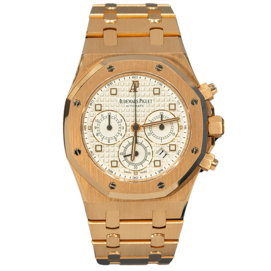 Audemars Piguet Royal Oak Ref. 25960OR.OO1185OR.01 Rose Gold 39mm AP Chronograph White Dial