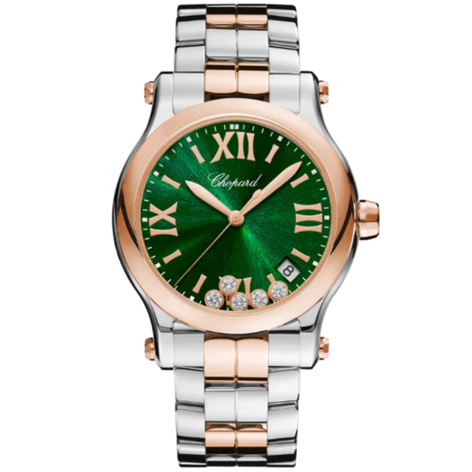 HAPPY SPORT 36 MM ETHICAL ROSE GOLD - LUCENT STEEL™ WITH GREEN DIAL