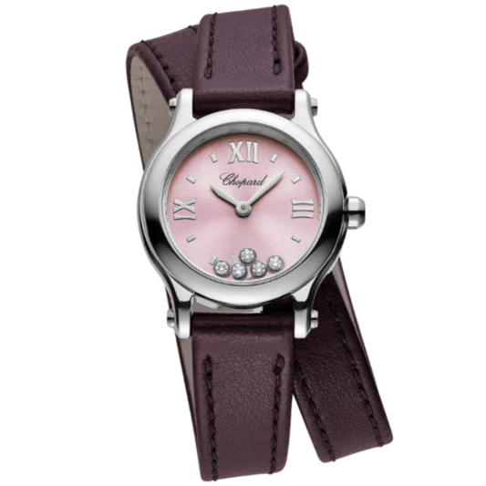 HAPPY SPORT 25 MM LUCENT STEEL™ WITH PINK DIAL