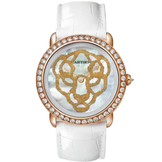 REVELATION D'UNE PANTHERE 37 MM ROSE GOLD WITH WHITE MOTHER OF PEARL DIAL