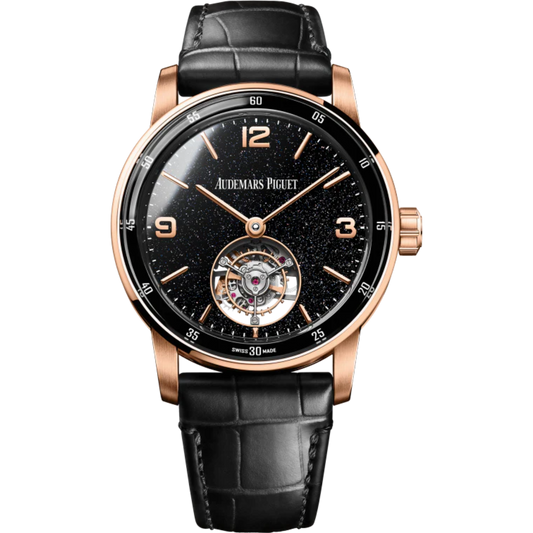 Code 11.59 by Audemars Piguet 41mm Black Alligator Strap Black Aventurine Anamel Dial black Lacquered Inner Bezel